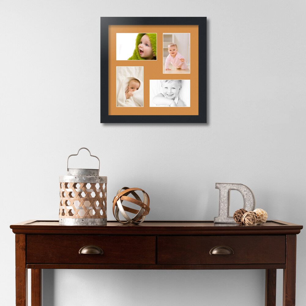 ArtToFrames Collage Photo Picture Frame with 4 - 4x6 inch Openings, Framed in Black with Over 62 Mat Color Options and Regular Glass (CSM-3926-178)