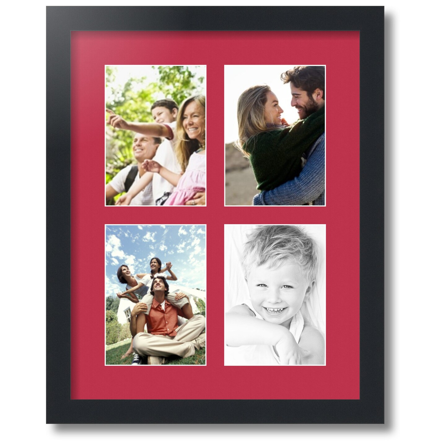 ArtToFrames Collage Photo Picture Frame with 4 - 5x7 inch Openings, Framed in Black with Over 62 Mat Color Options and Regular Glass (CSM-3926-3)