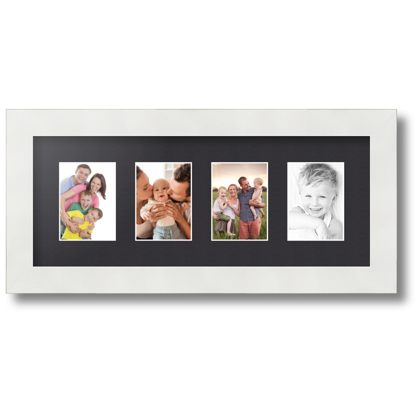 ArtToFrames Collage Photo Picture Frame with 4 - 2.5x3.5 inch Openings, Framed in White with Over 62 Mat Color Options and Regular Glass (CSM-3966-20)