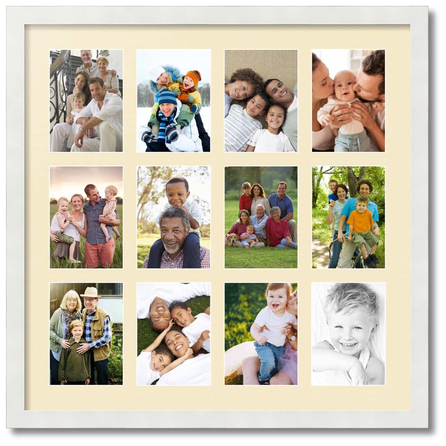 ArtToFrames Collage Photo Picture Frame with 4 - 5x7 inch Openings, Framed  in White with Over 62 Mat Color Options and Regular Glass (CSM-3966-2153)