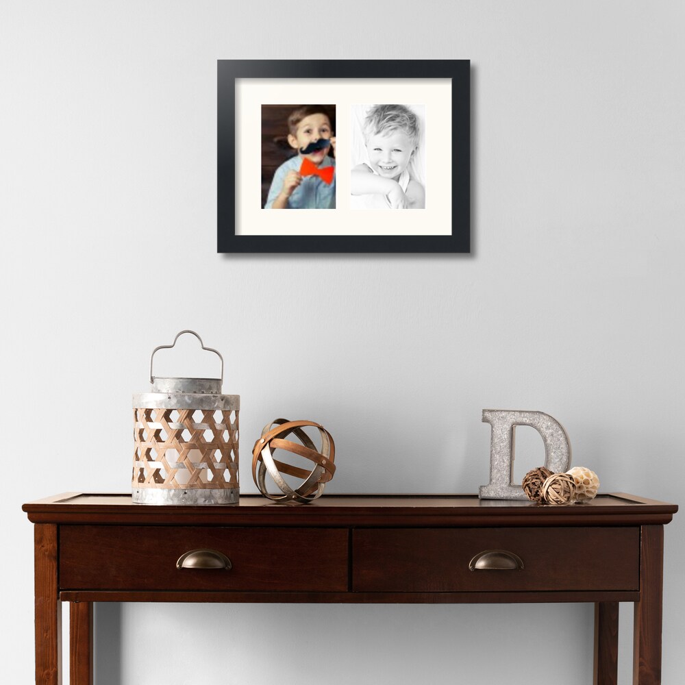 ArtToFrames Collage Photo Picture Frame with 2 - 5x7 inch Openings, Framed in Black with Over 62 Mat Color Options and Regular Glass (CSM-3926-35)