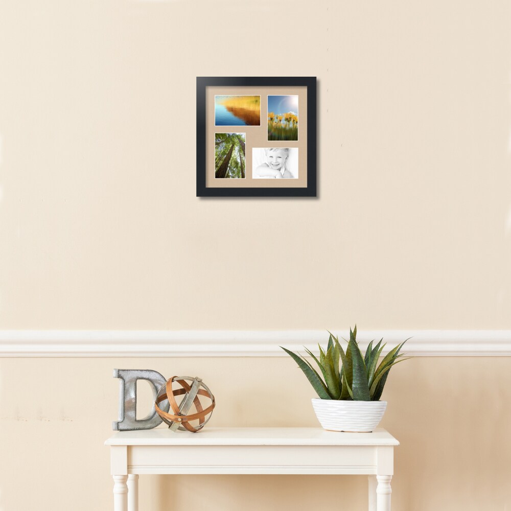ArtToFrames Collage Photo Picture Frame with 4 - 4x6 inch Openings, Framed in Black with Over 62 Mat Color Options and Regular Glass (CSM-3926-178)