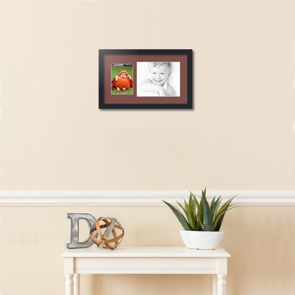 ArtToFrames Collage Photo Picture Frame with 1 - 5x7, 8x10 inch Openings, Framed in Black with Over 62 Mat Color Options and Regular Glass (CSM-3926-166)