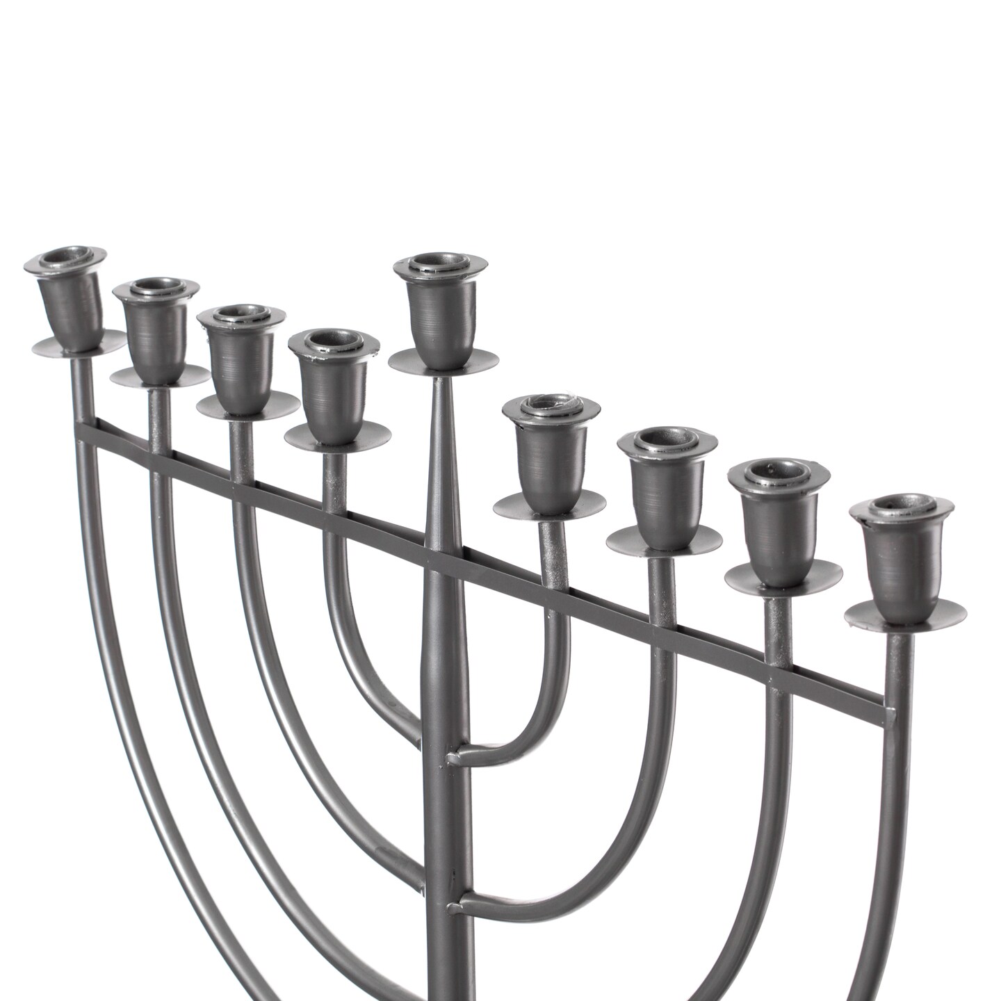 Modern Solid Metal Judaica Hanukkah Menorah 9 Branched Candelabra