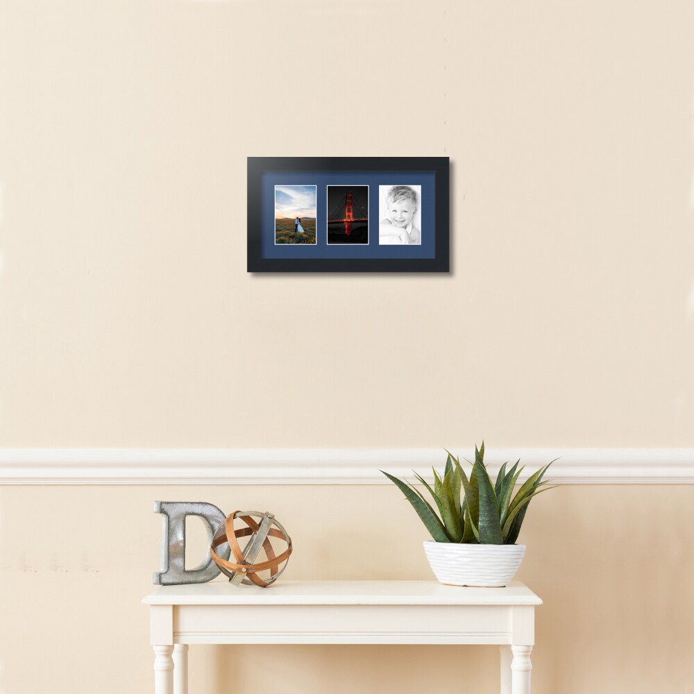 ArtToFrames Collage Photo Picture Frame with 3 - 3.5x5 inch Openings, Framed in Black with Over 62 Mat Color Options and Regular Glass (CSM-3926-29)