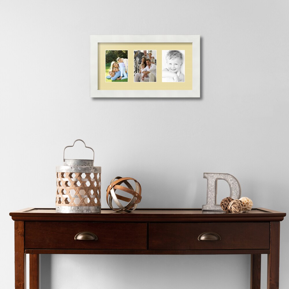 ArtToFrames Collage Photo Picture Frame with 3 - 3.5x5 inch Openings, Framed in White with Over 62 Mat Color Options and Regular Glass (CSM-3966-29)
