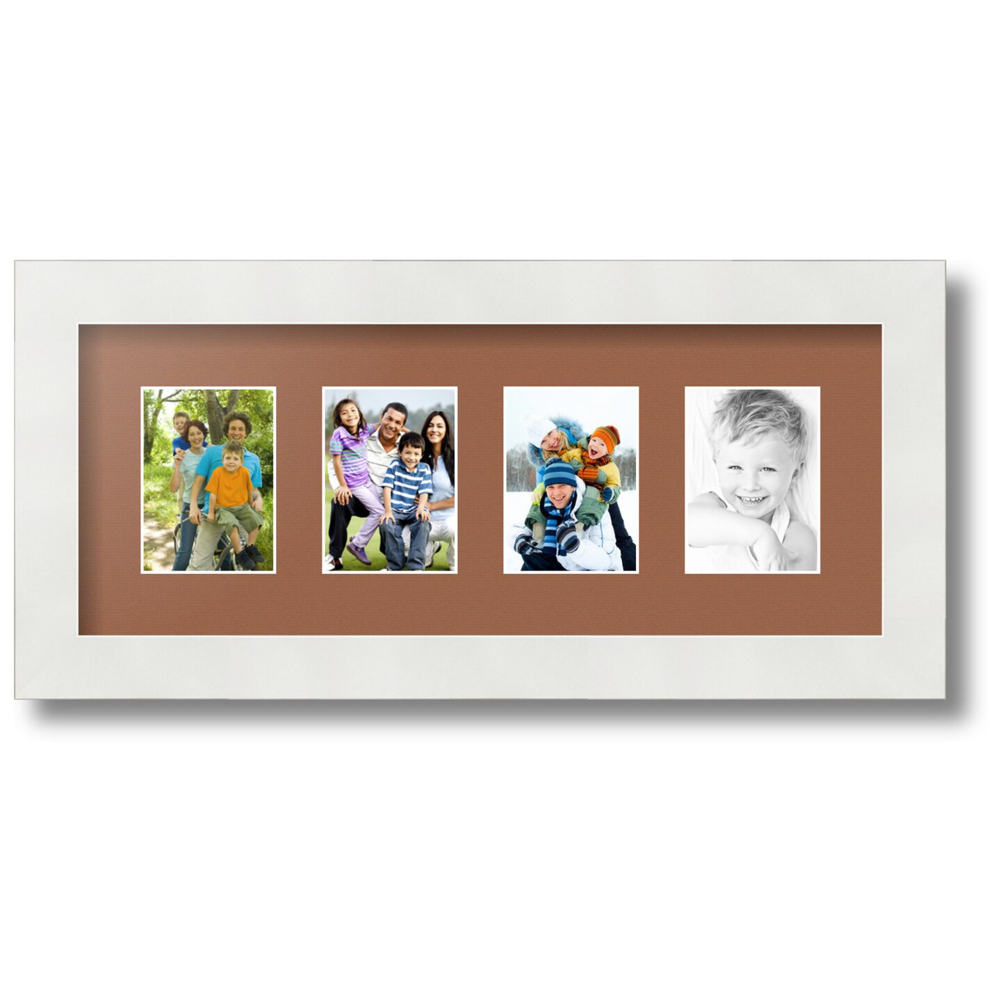 ArtToFrames Collage Photo Picture Frame with 4 - 2.5x3.5 inch Openings, Framed in White with Over 62 Mat Color Options and Regular Glass (CSM-3966-20)