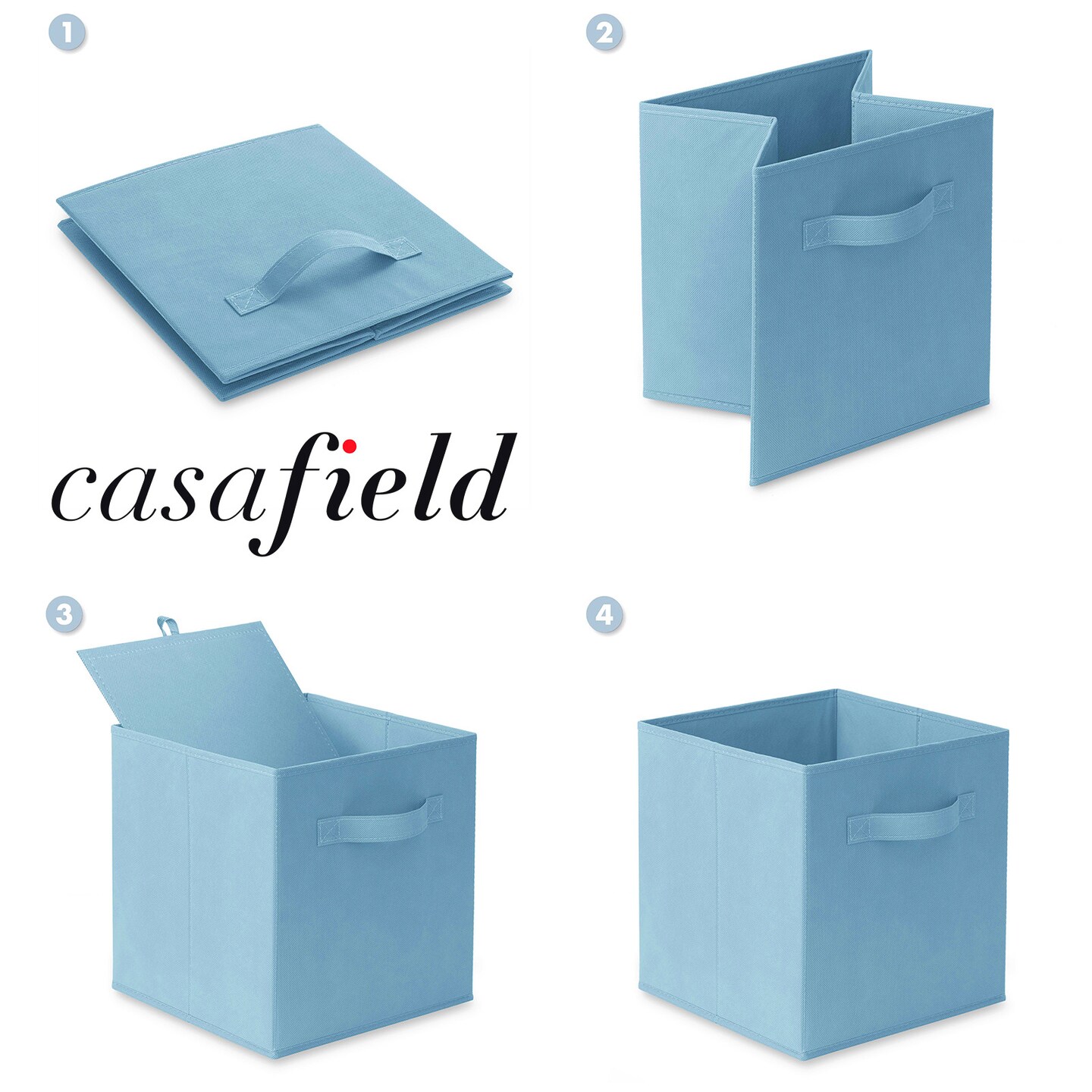 Casafield Set of 6 Collapsible Fabric Cube Storage Bins - 11" Foldable Cloth Baskets for Shelves, Cubby Organizers & More