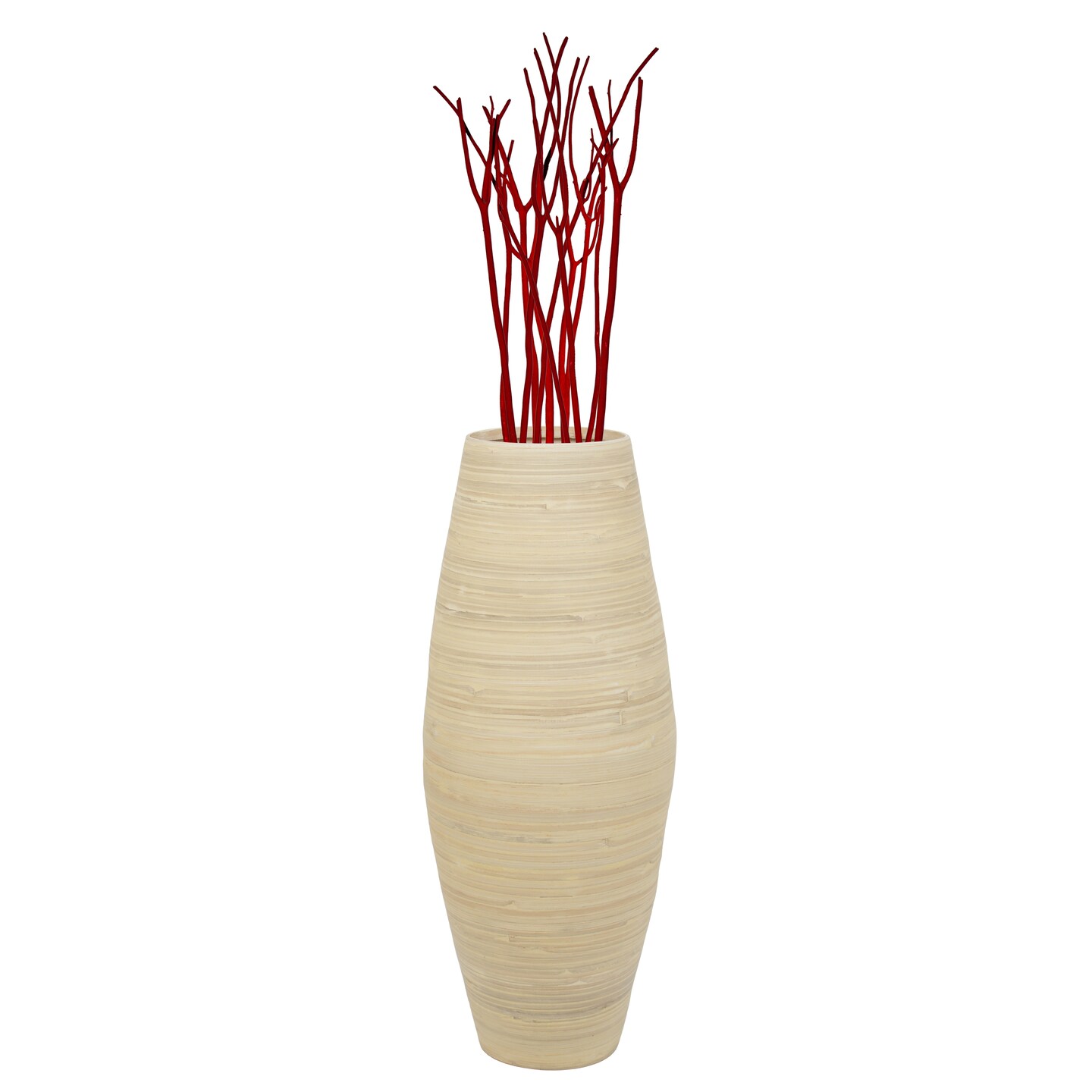 Uniquewise Bamboo Cylinder Shaped Floor Vase - Handcrafted Tall Decorative Vase - Ideal for Dining Room, Living Room, and Entryway - Elegant Statement Piece for Home Decoration and Stylish Ambiance Enhancement
