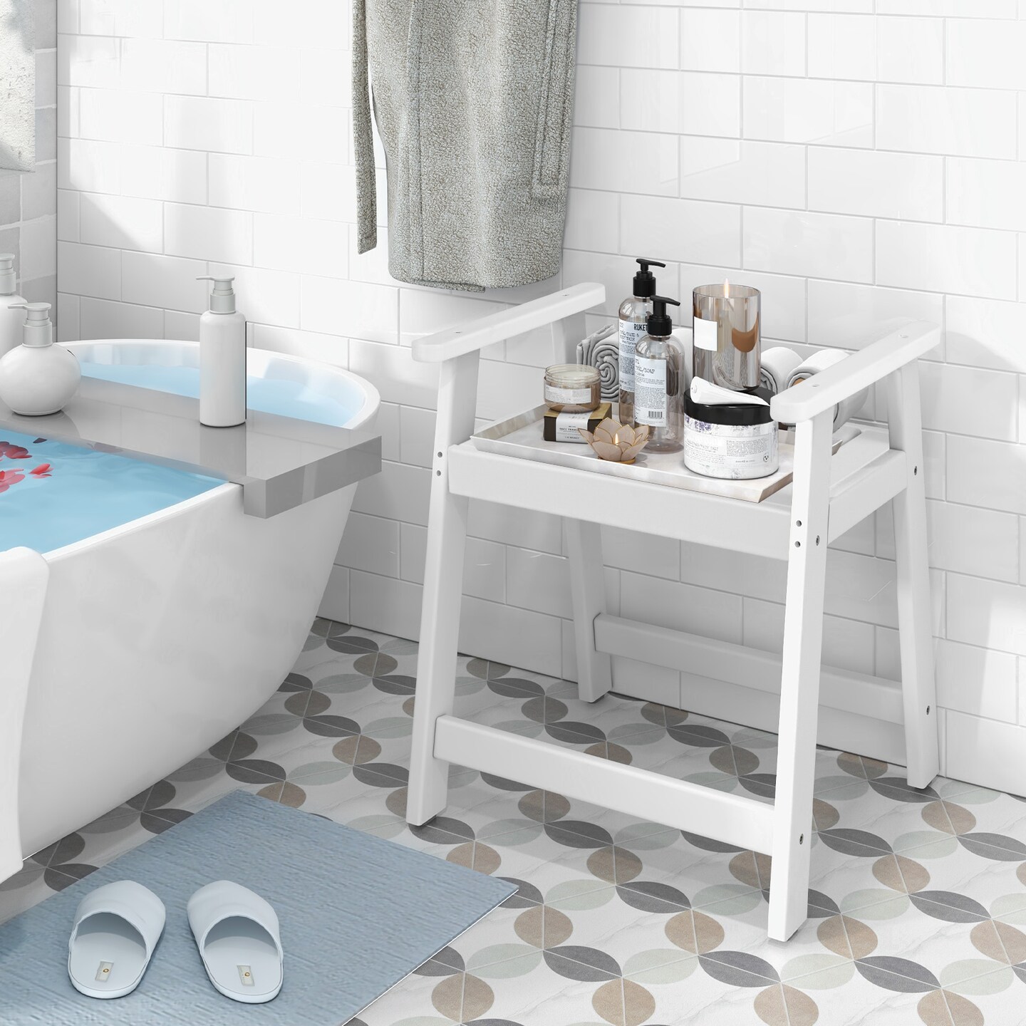 White shower bench hotsell