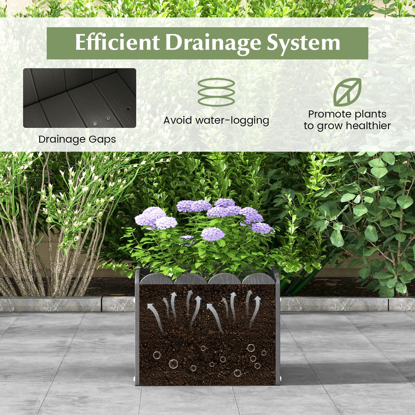 2 Pack Square Planter Box With Drainage Gaps For For Front Porch Garden Balcony