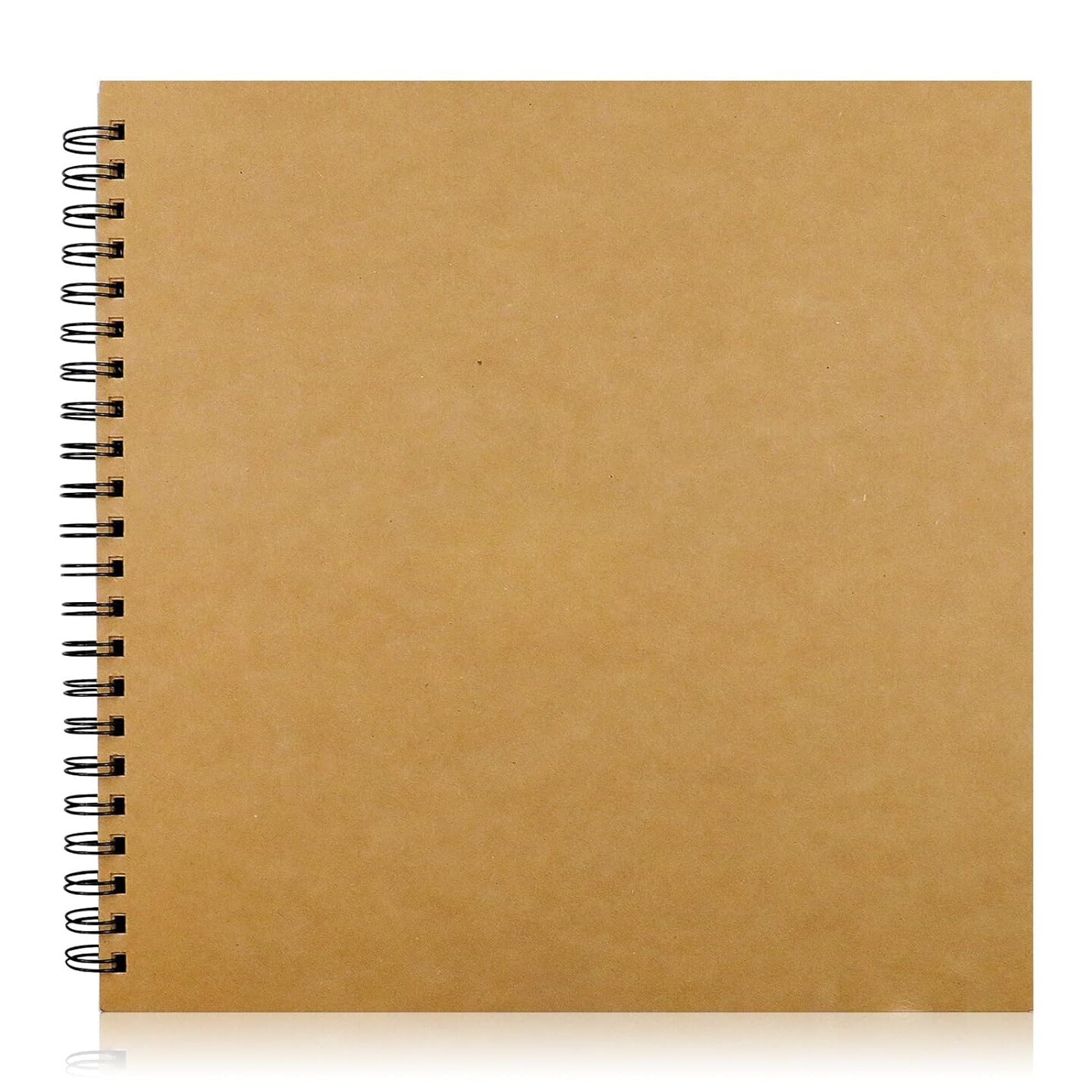 Hardcover Kraft Blank Page Scrapbook Photo Album,Blank Wedding Guest Book, Photo Album, Square Spiral Bound Cardboard Cover Sketchbook,50 Sheets, 12 x 12 x0.94 Inches,200GSM