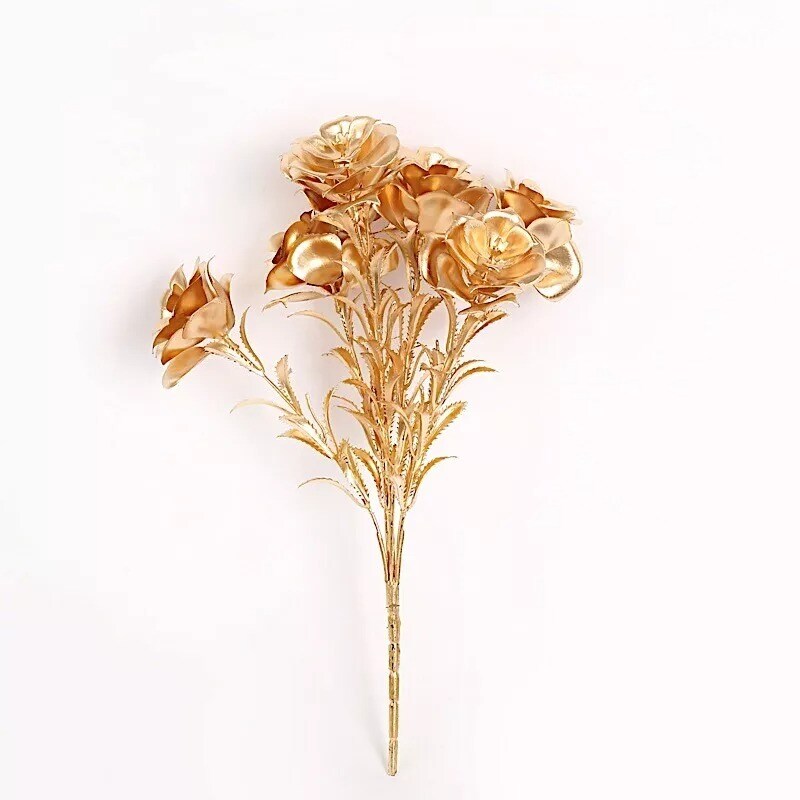 Gold 2 Metallic 17&#x22; Artificial Rose Flower