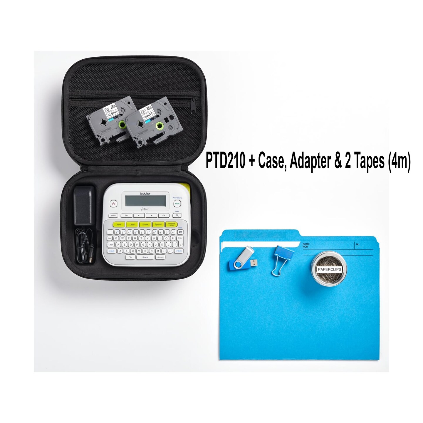 Brother® P-Touch PT-D210 Label Maker Value Bundle Includes 4 Label Tapes