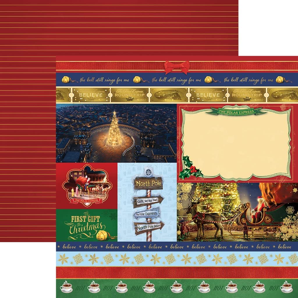 The Polar Express 12&#x22; x 12&#x22; 9-Sheet Decorative Double Sided Paper Pack for Scrapbooking and Crafts