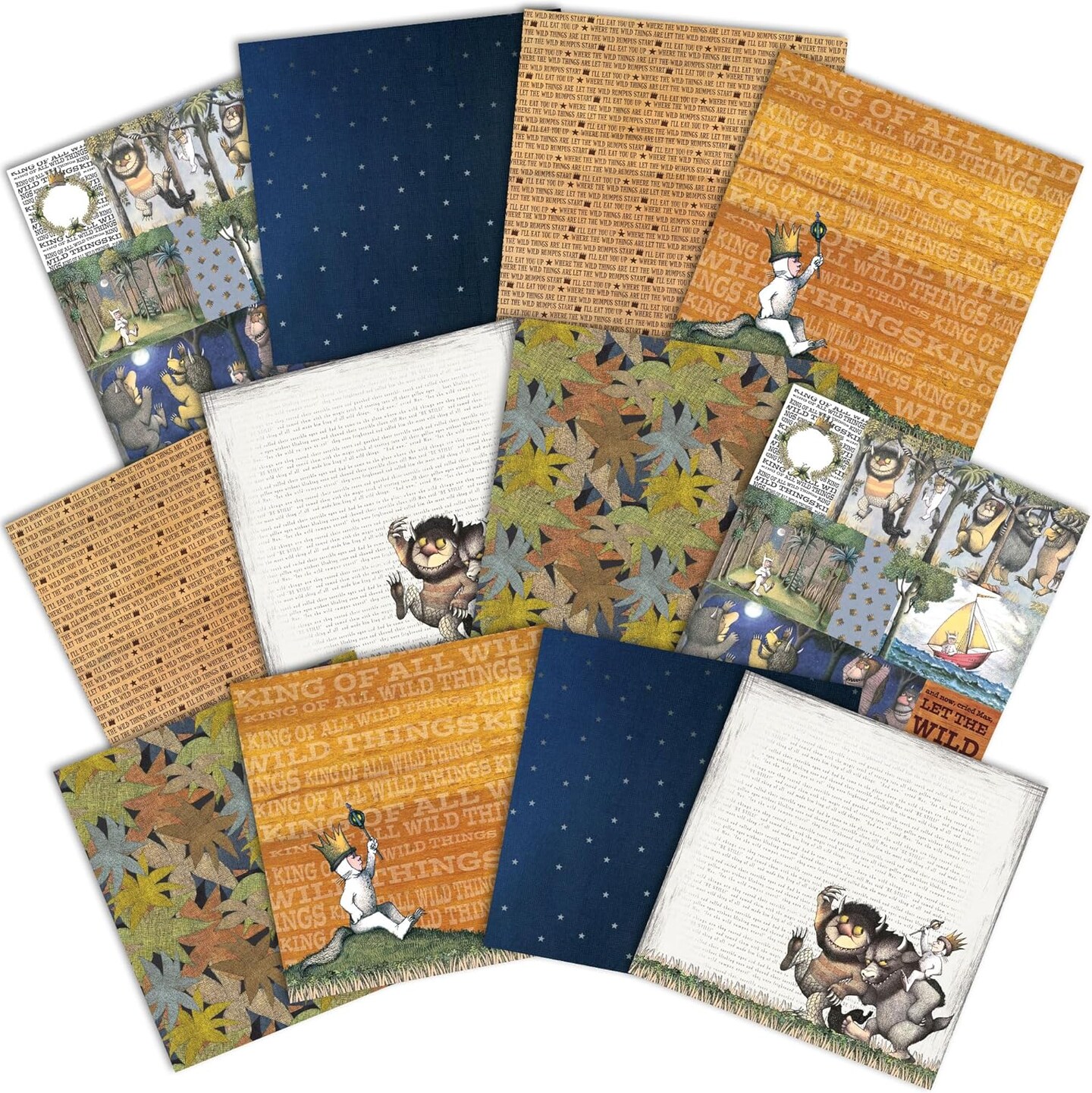Where The Wild Things are 12&#x22; x 12&#x22; 12-Sheet Decorative Double Sided Paper Pack for Scrapbooking and Crafts