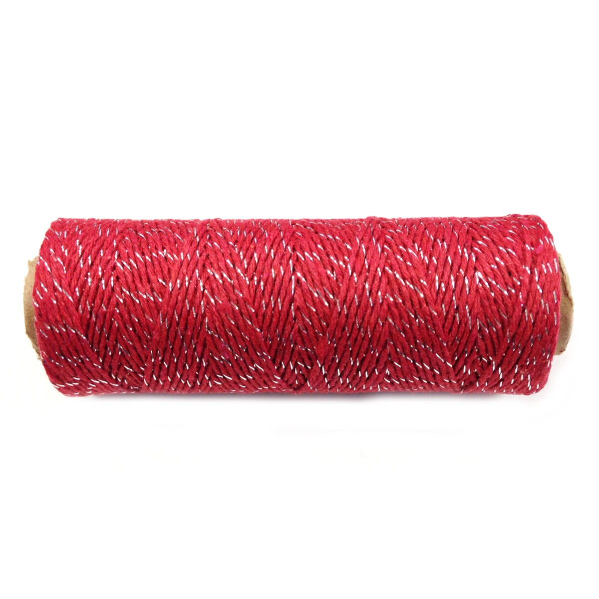 Wrapables Cotton Baker's Twine 4ply 110 Yard, Red and Metallic Silver