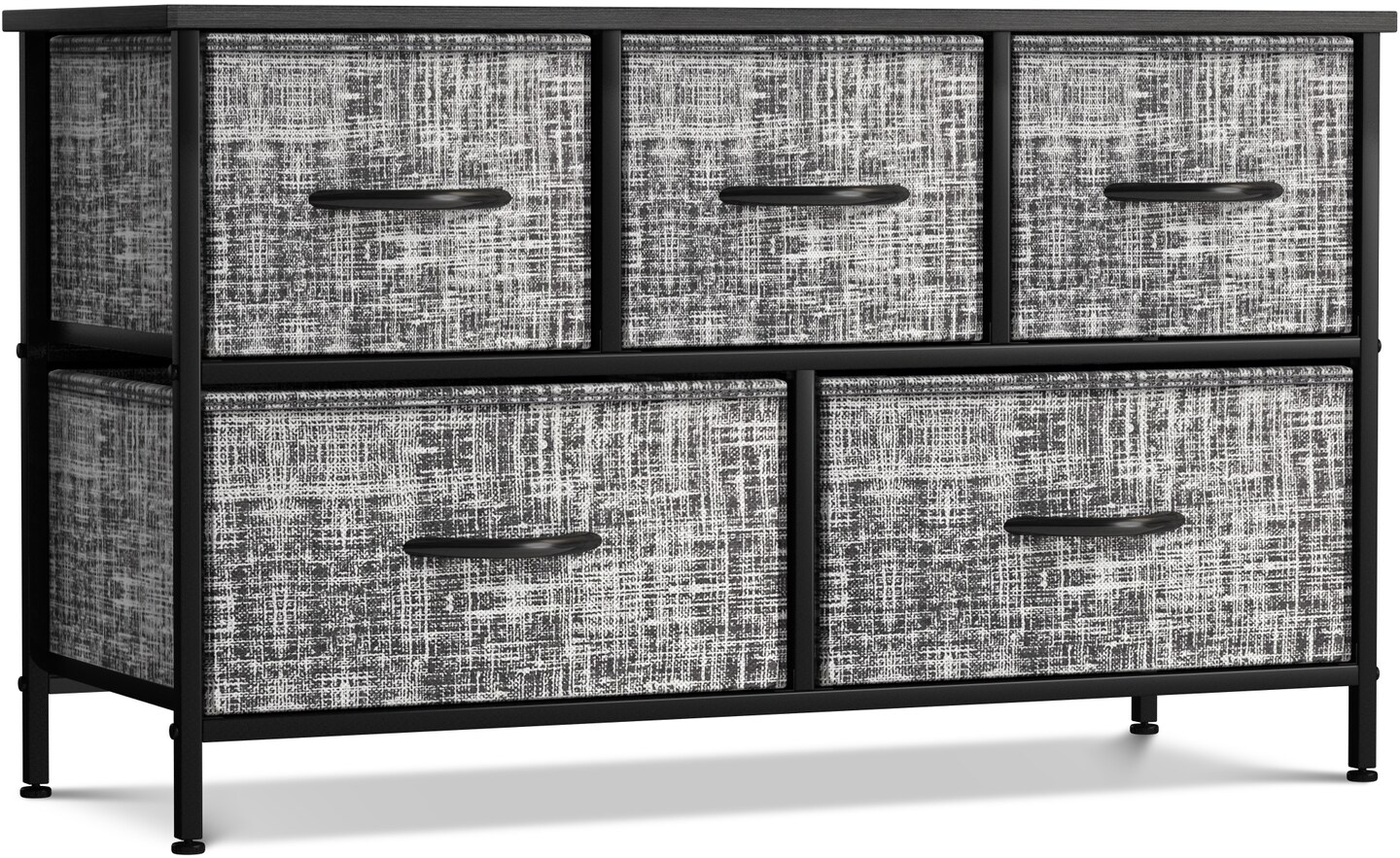 Sorbus Dresser with 5 Drawers - Storage Chest Organizer Unit with Steel Frame, Wood Top, Easy Pull Fabric Bins - Long Wide TV Stand for Bedroom Furniture, Hallway, Closet & Office Organization