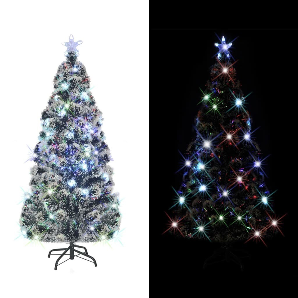 Christmas Tree with LEDs Green and White 5 ft Fiber Optic