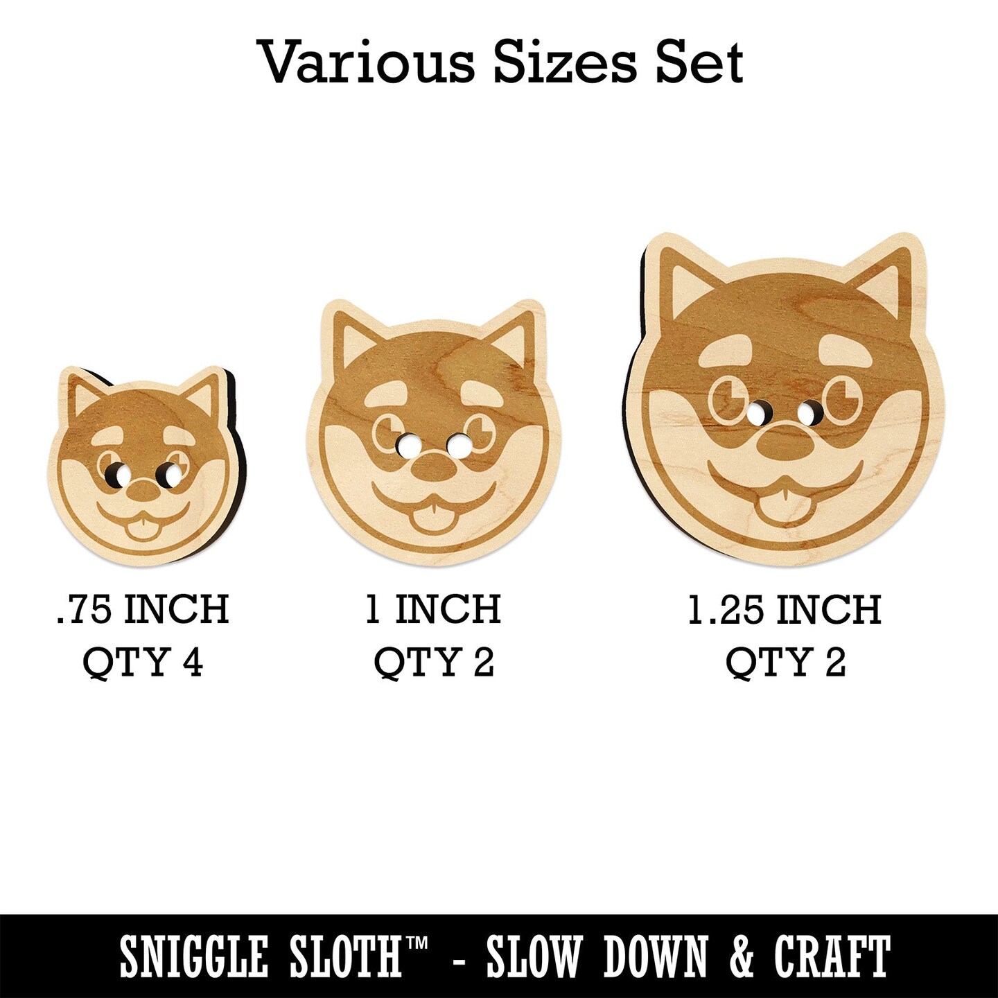 Husky Dog Face Happy Wood Buttons for Sewing Knitting Crochet DIY Craft