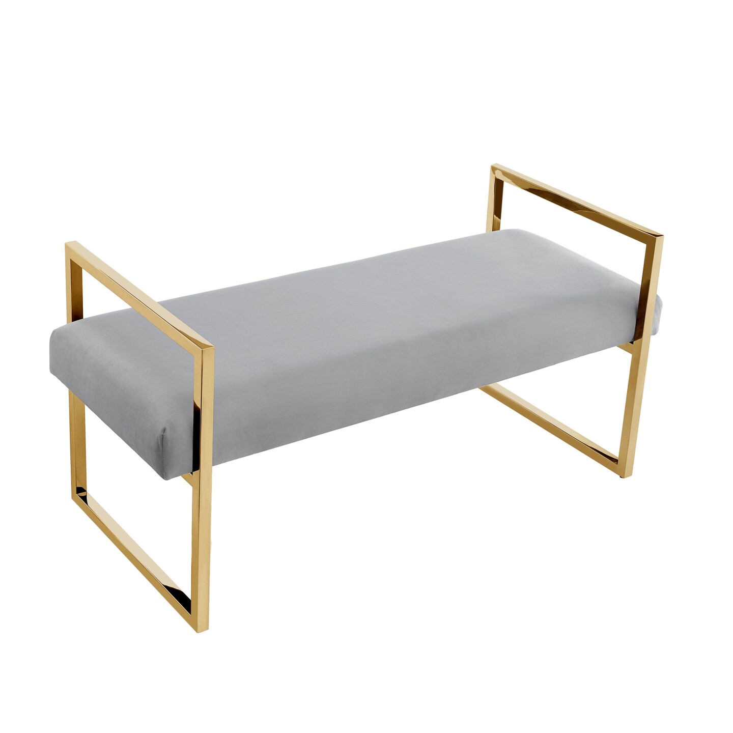 Maja Velvet/PU Leather Bench With Chrome/Gold Base