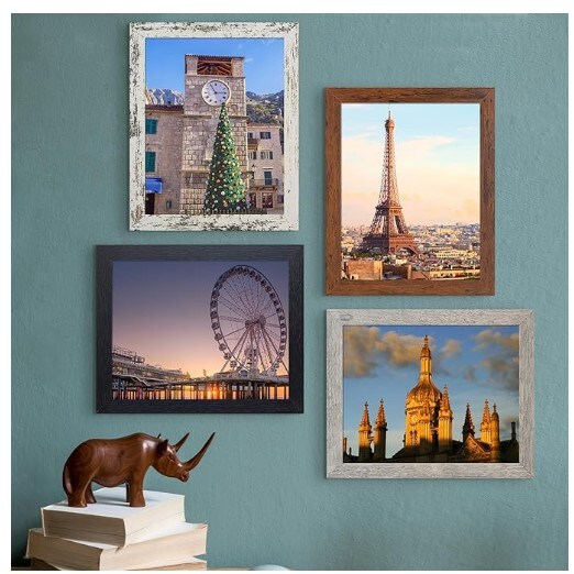 Picture Frames in 4 Different Finishes, 8x10 Picture Frame for Wall Mounting or Tabletop