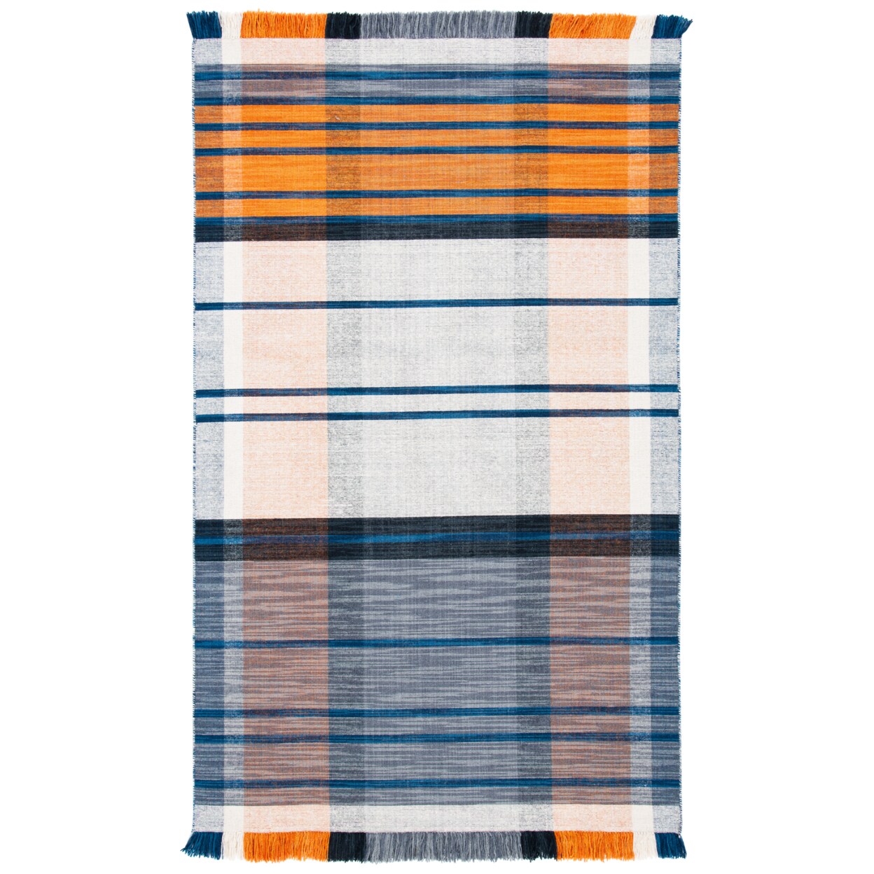 Safavieh Striped Kilim Stk702P Orange / Blue Rug Traditional Flat Weave Area