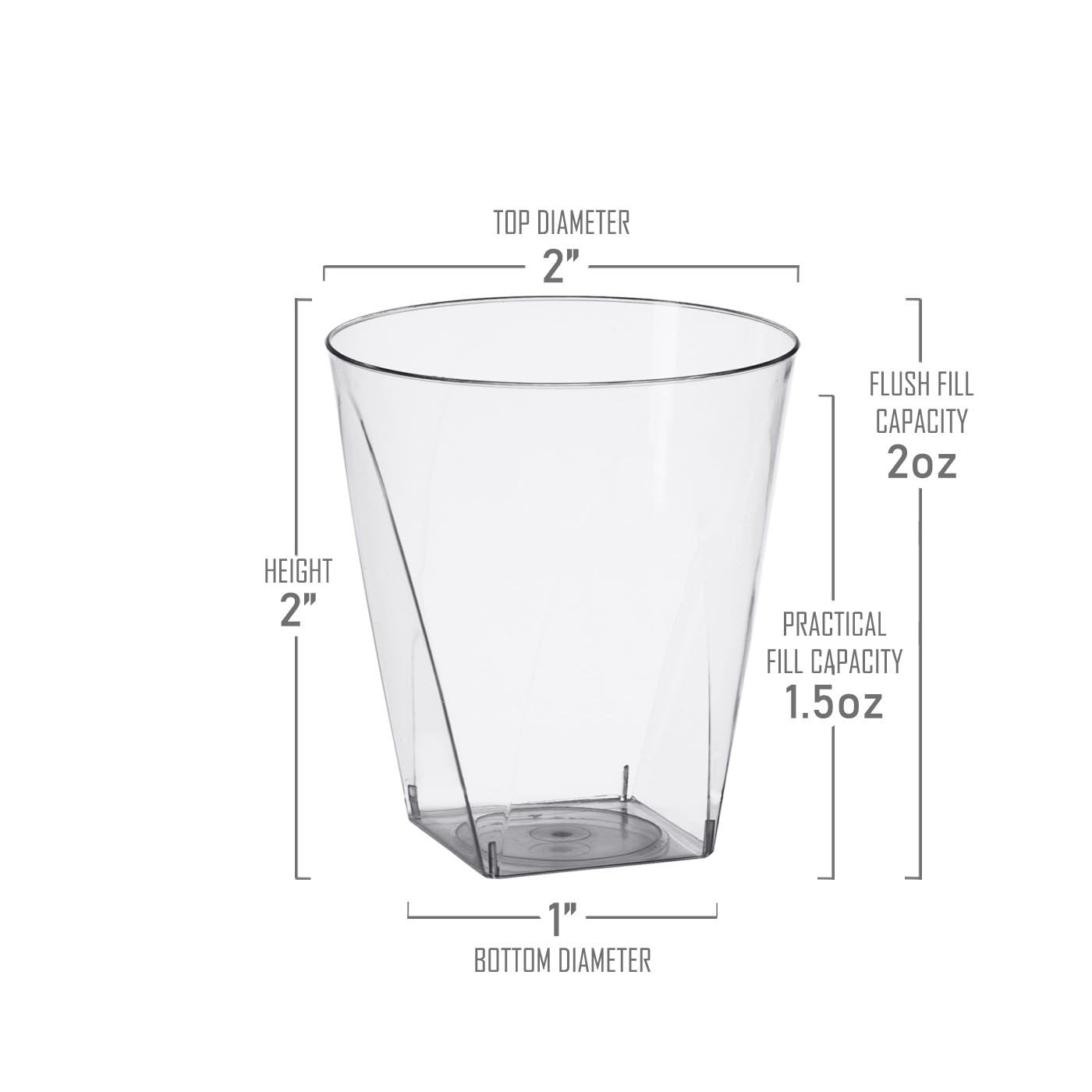 Clear Square Bottom Disposable Plastic Shot Cups - 2 Ounce (500 Cups)