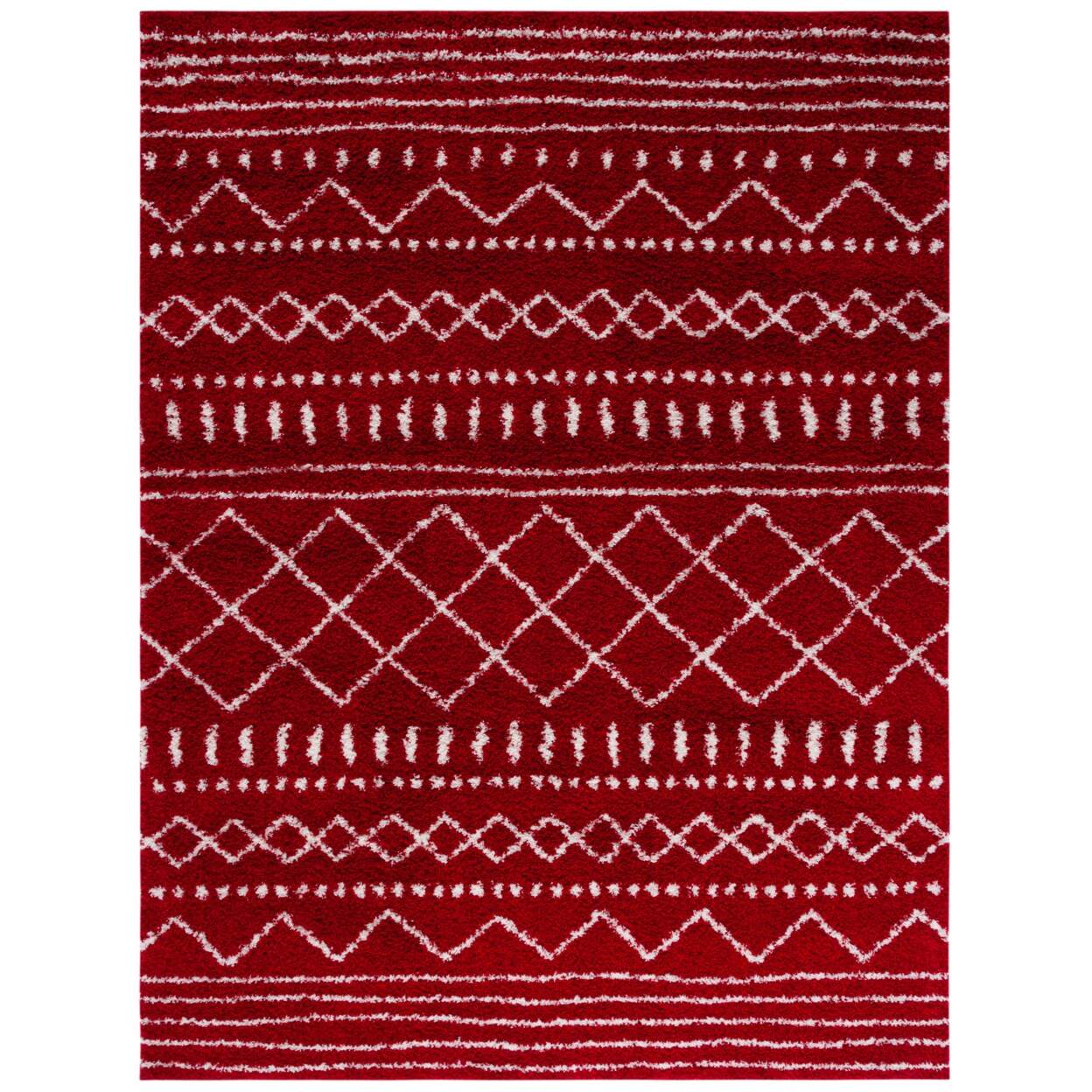 Safavieh Arizona Shag Collection Asg741q Red / Ivory Rug