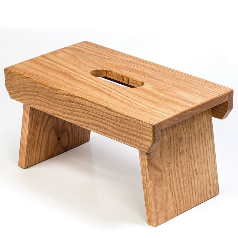 Lehman&#x27;s Amish-Made Step Stool, Handmade Oak Wood with Cut Out Handle for Carrying, Made in USA 16 x 9 inches