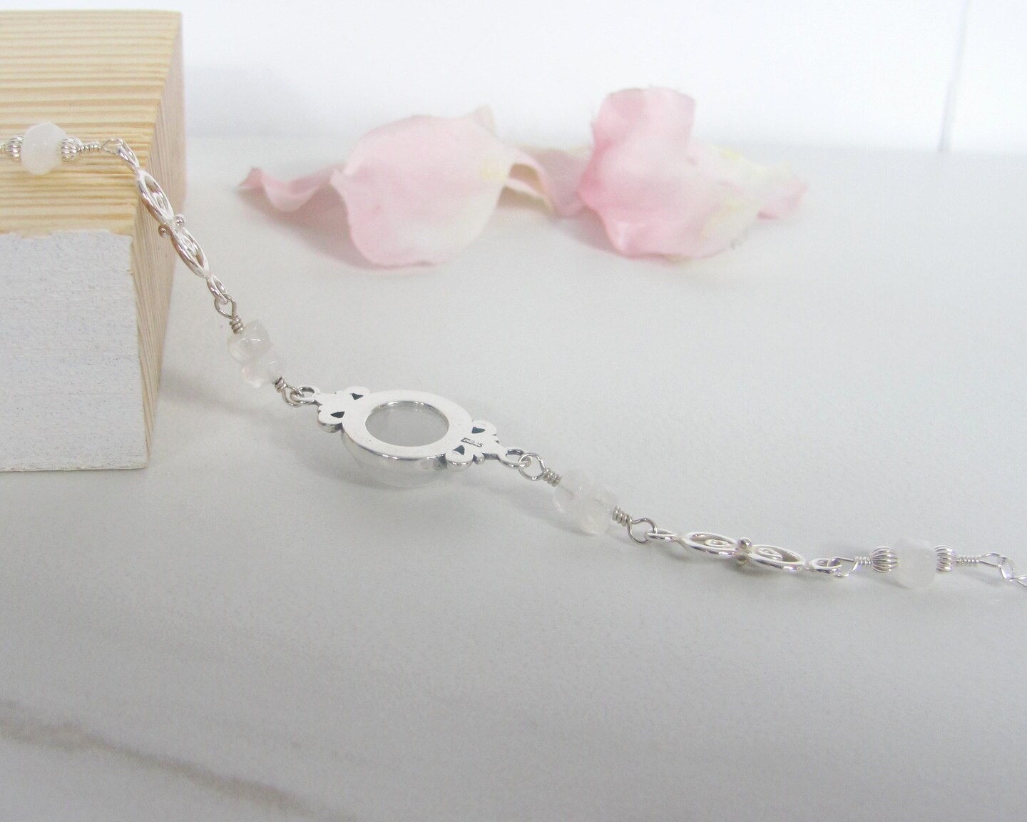 Moonstone Bracelet in Sterling Silver with Fleur de Lis Setting product 3