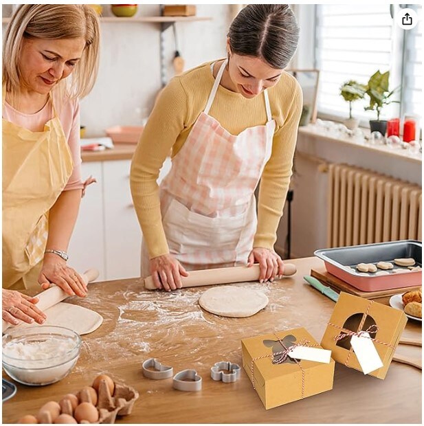 24 PCS Brown Bakery Boxes with Window, 6x6x3 Inch Gift Giving Christmas Cookie Boxes, 6 Inch Small Treat Boxes for Mini Cake Pastry Dessert Strawberries Cupcakes Donut Candy Packaging