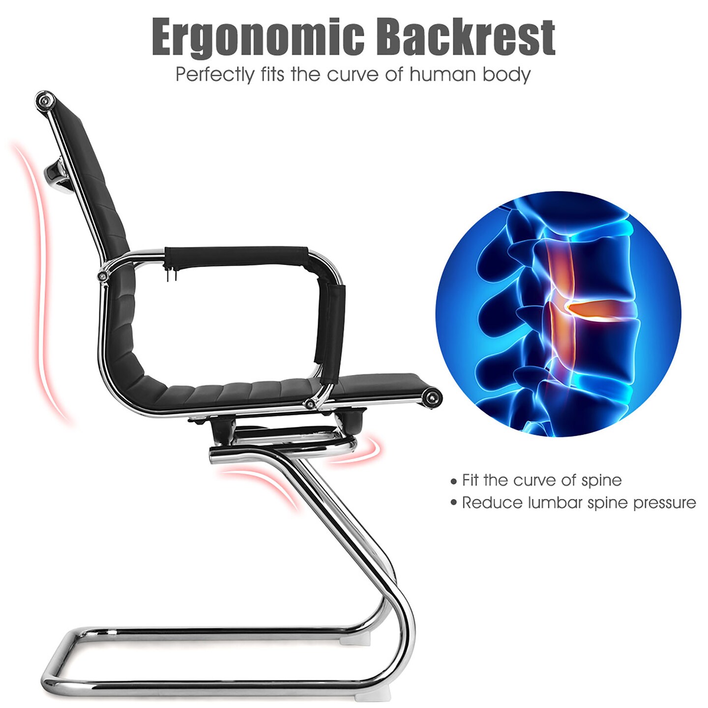 Costway Set of 2 Office Waiting Room Chairs for Reception Conference Area