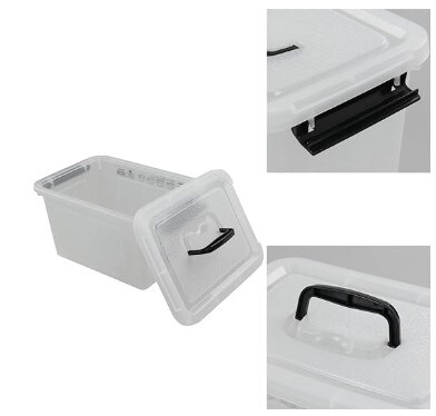 4 Pack 6 Quart Clear Latch Storage Box with Black Handle and Latches