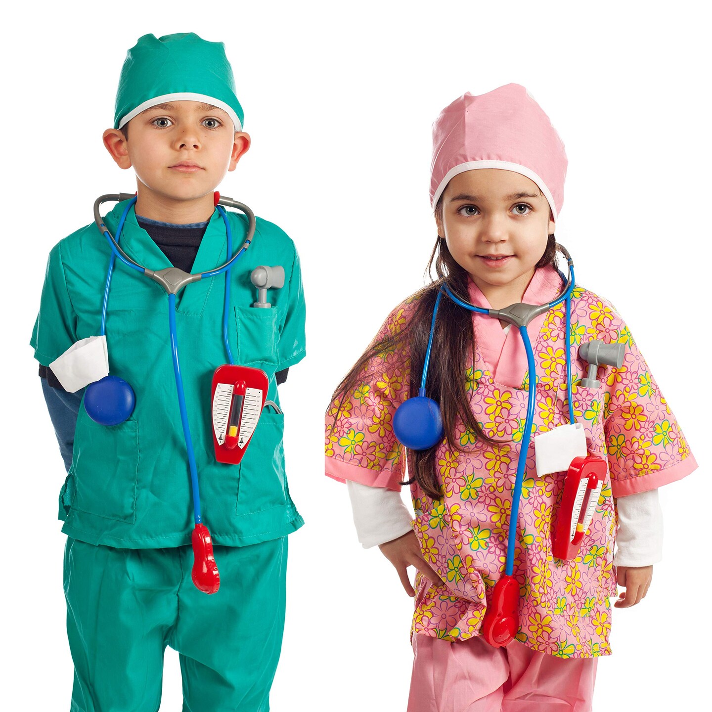IQ Toys Doctor and Nurse Role Play Dress Up Costume Set Pretend Play for Kids Boys and Girls with 2 Sets of 7 Accessories Including Stethoscopes and Medical Kit Doctor&#x27;s Equipment