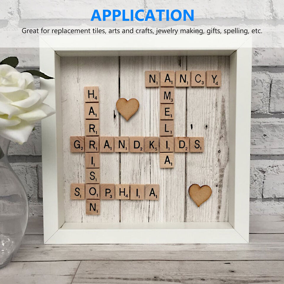 Scrabble Wood Tiles Pieces Full Sets 100 Letters Wooden Replacement Pick.