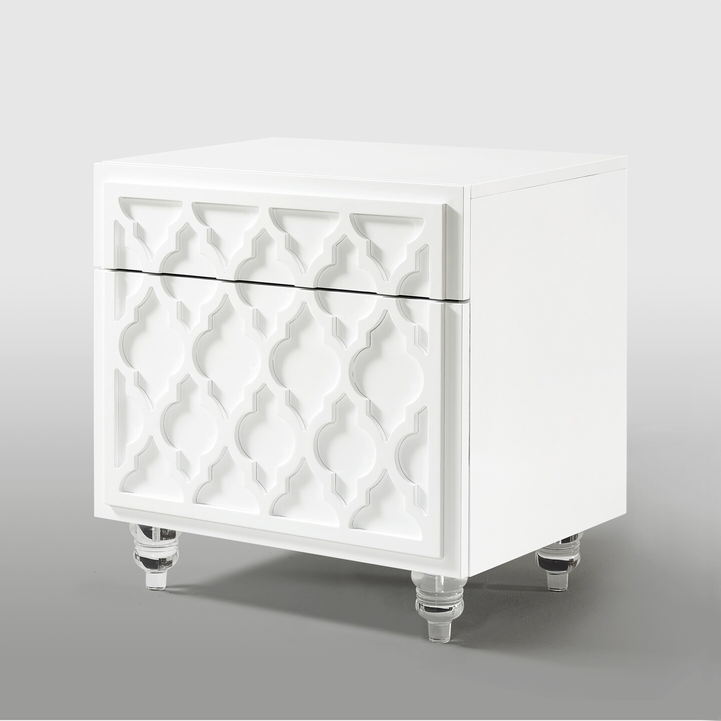 Keira Modern Trellis Lacquered Lucite Leg Side/Accent Table/ Nightstand