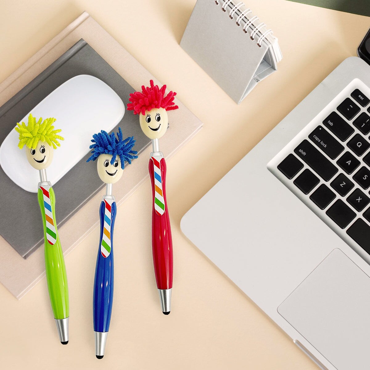 Wrapables 3-in-1 Mop Head Touchscreen Ballpoint Stylus Pens (Set of 5)