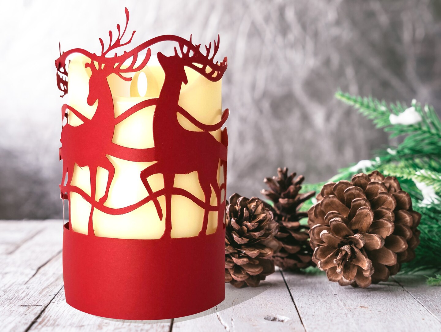 Christmas Reindeer Lantern 3D SVG for Paper image 1