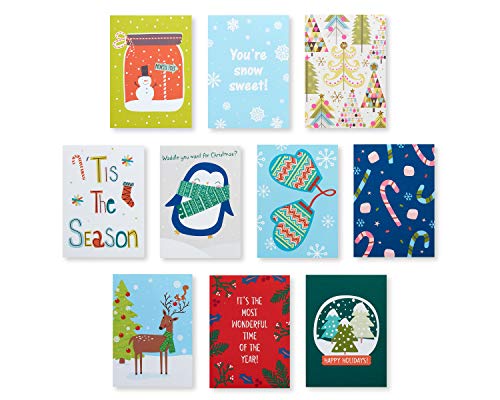 American Greetings Mini Christmas Cards for Kids Lunch Boxes, Holiday Cheer (40-Count)