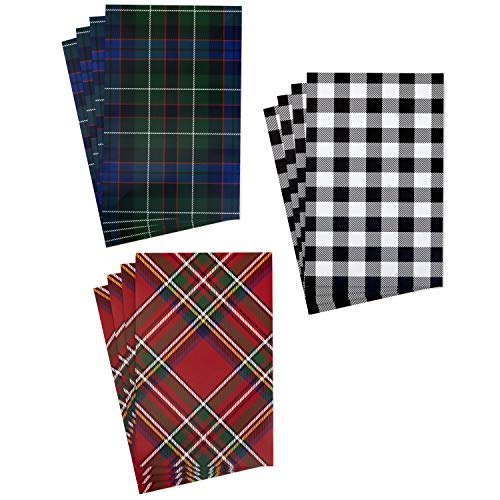 Hallmark Plaid Shirt Box Bundle (12 Boxes, 3 Designs) Blue, Green, Red, Black Buffalo Check for Christmas, Hanukkah, Birthdays, Father's Day