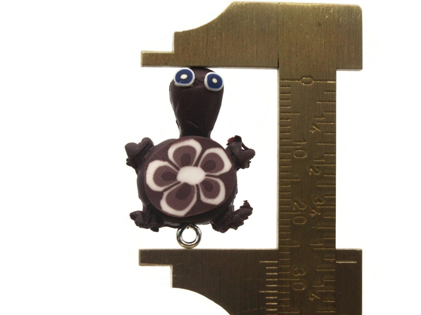 4 25mm Purple Turtles with Flower on the Shell Polymer Clay Tortoise Links
