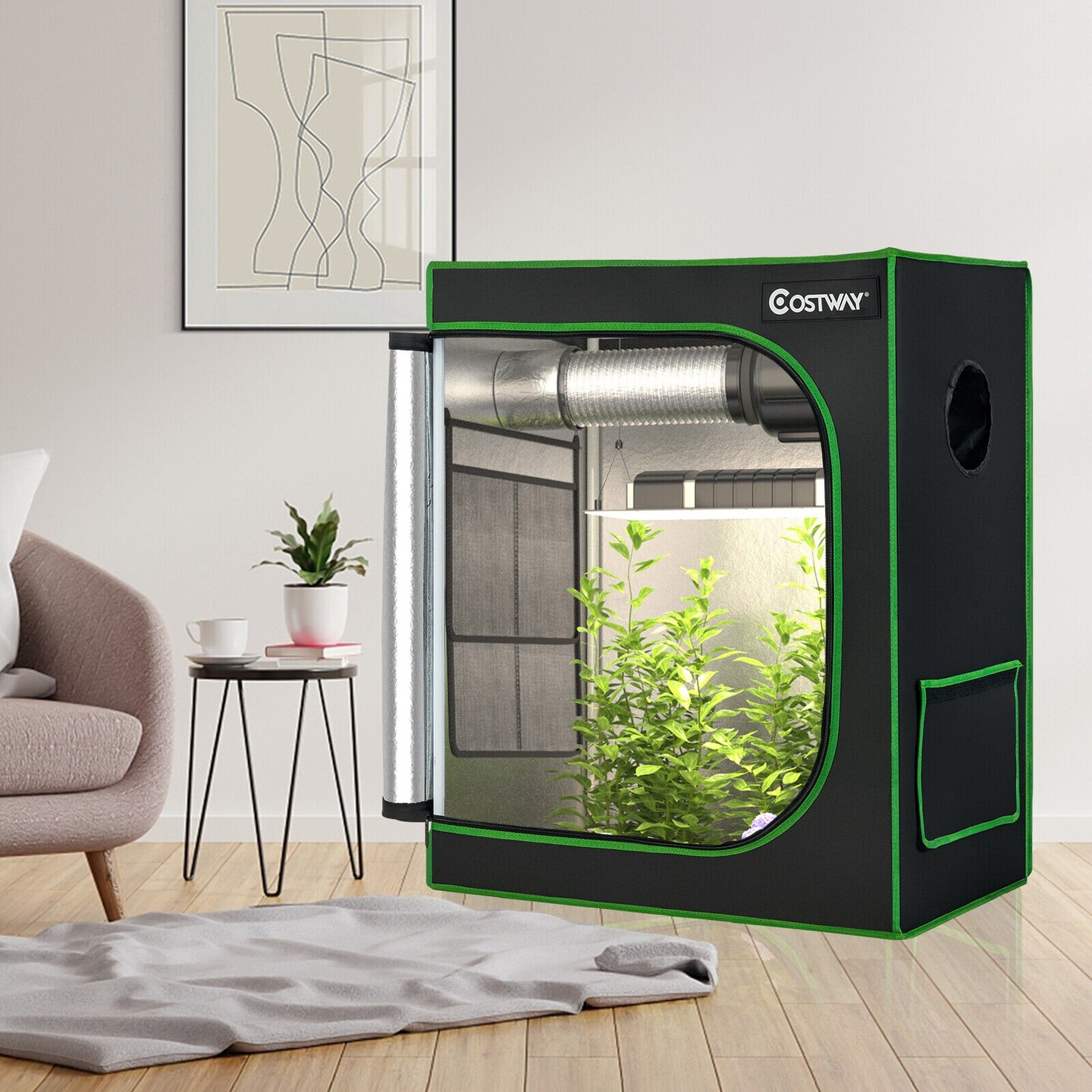 Mylar Hydroponic Grow Tent with Observation Window and Floor Tray