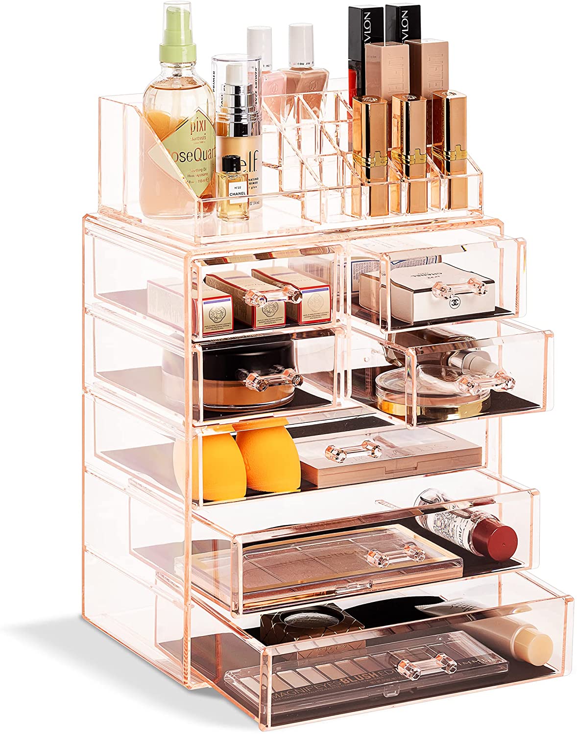 Sorbus Medium Makeup Organizer Set - (3 Large / 4 Small Drawers/Top Tray)