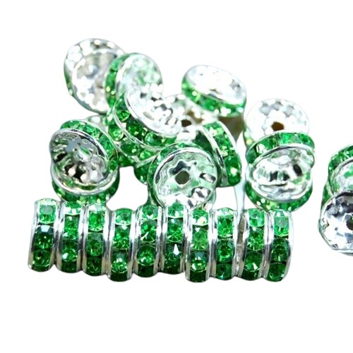 Kitcheniva 100 Pcs Czech Crystal Rhinestone Silver Rondelle Spacer Beads