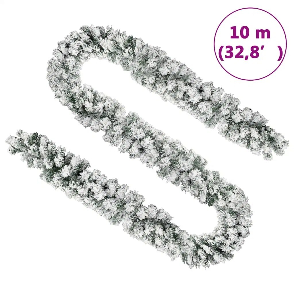 33 ft Green Christmas Garland with Flocked Snow