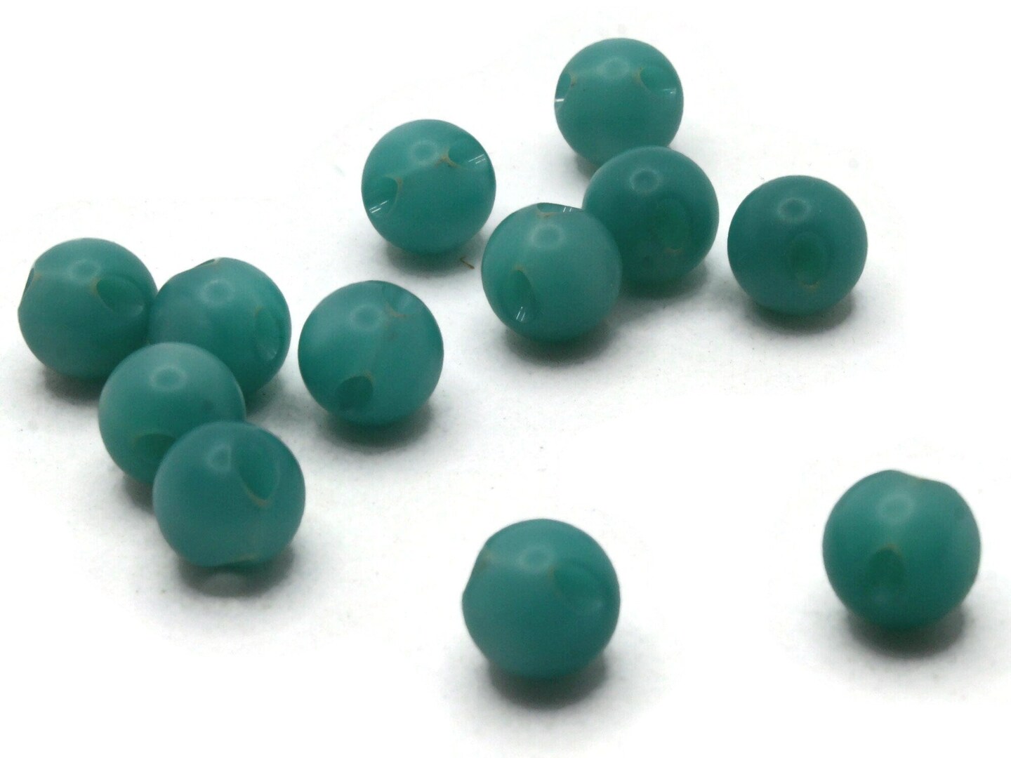 12 9mm 3/8 Inch Green Vintage Moonglow Lucite Round Ball Buttons