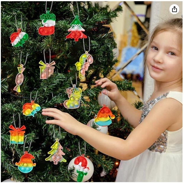 24 Pack Mini Pop Fidget Keychain for Toddler Kids Classroom Gifts - Christmas Party Favors for Kids Gifts for Christmas Stockings