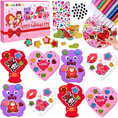 Valentines Day Foam Crafts Set, Heart Bear Bouquet Arts and Crafts Kits for Kids, DIY Craft for Preschool Classroom Activity, Ideal Gifts for Boy/Girl or Wedding Anniversary