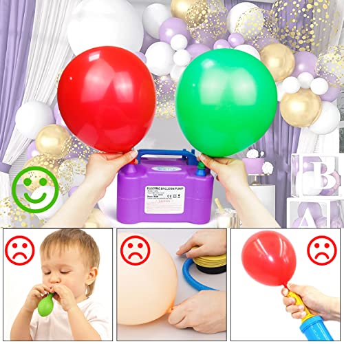 Electric Balloon Pump Portable Balloon Pump Electric Air Balloon Pump Electric Balloon Inflator, Balloon Decorations for Birthday Parties, Weddings, Festivals and Party&#xFF08;Purple&#xFF09;